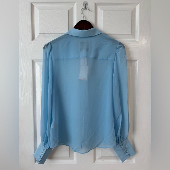 Alexia Admor NWT Womens 6 Zayn Blouson Sleeve Sheer Blouse Halogen Blue - Picture 5 of 11